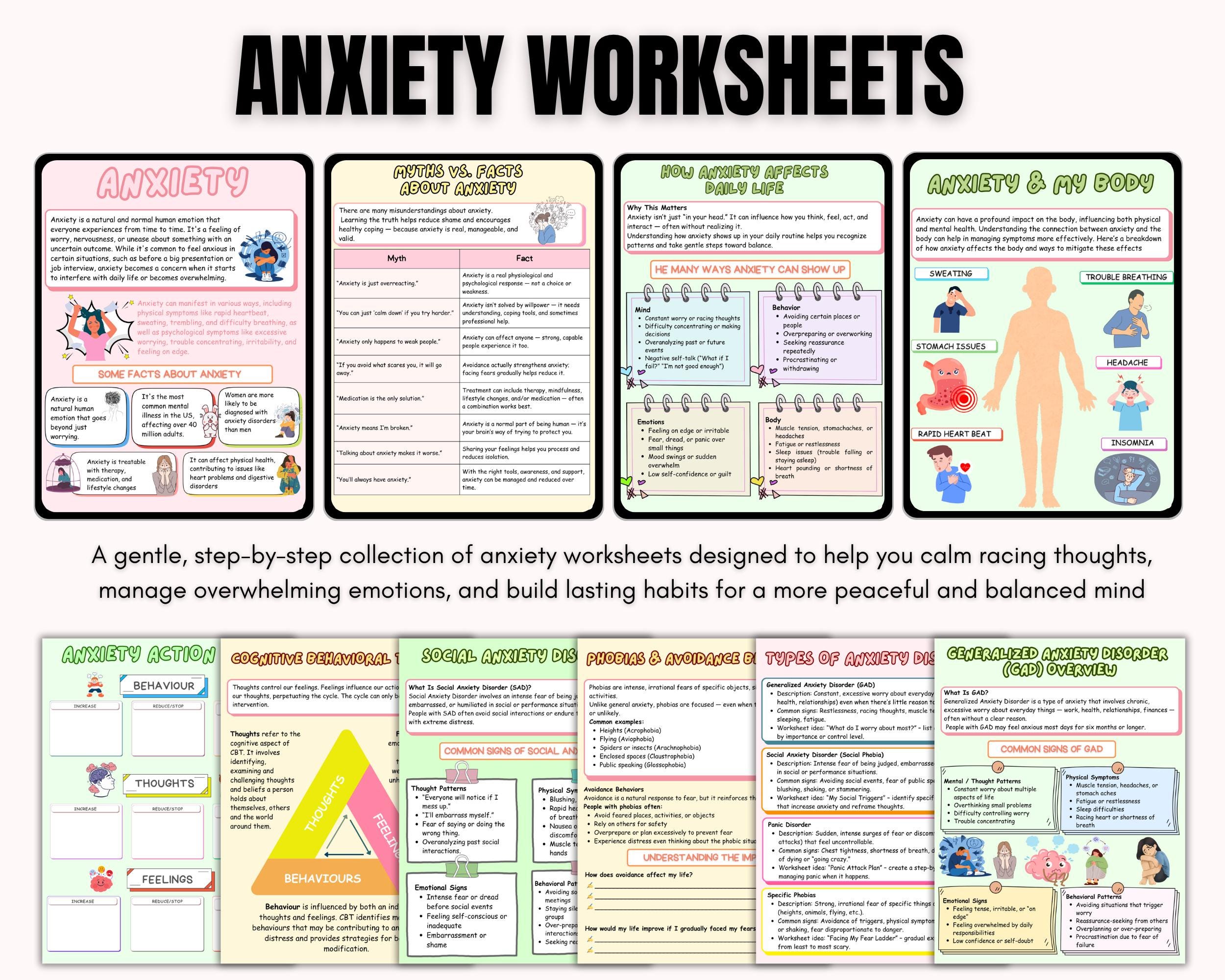 CBT Therapy Toolkit Bundle | CBT Worksheets | Anxiety Workbook ...