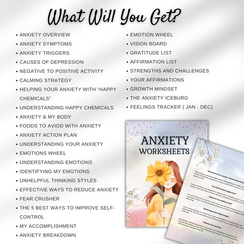 Anxiety Worksheets | Anxiety Bundle | Anxiety Therapy Worksheets | Anxiety Relief | Therapy Tools | Coping Skills | CBT Worksheets image 2