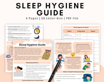 Sleep Hygiene Guide | Better Sleep Workbook | Bedtime Routine Checklist | Mental Health Self Care PDF
