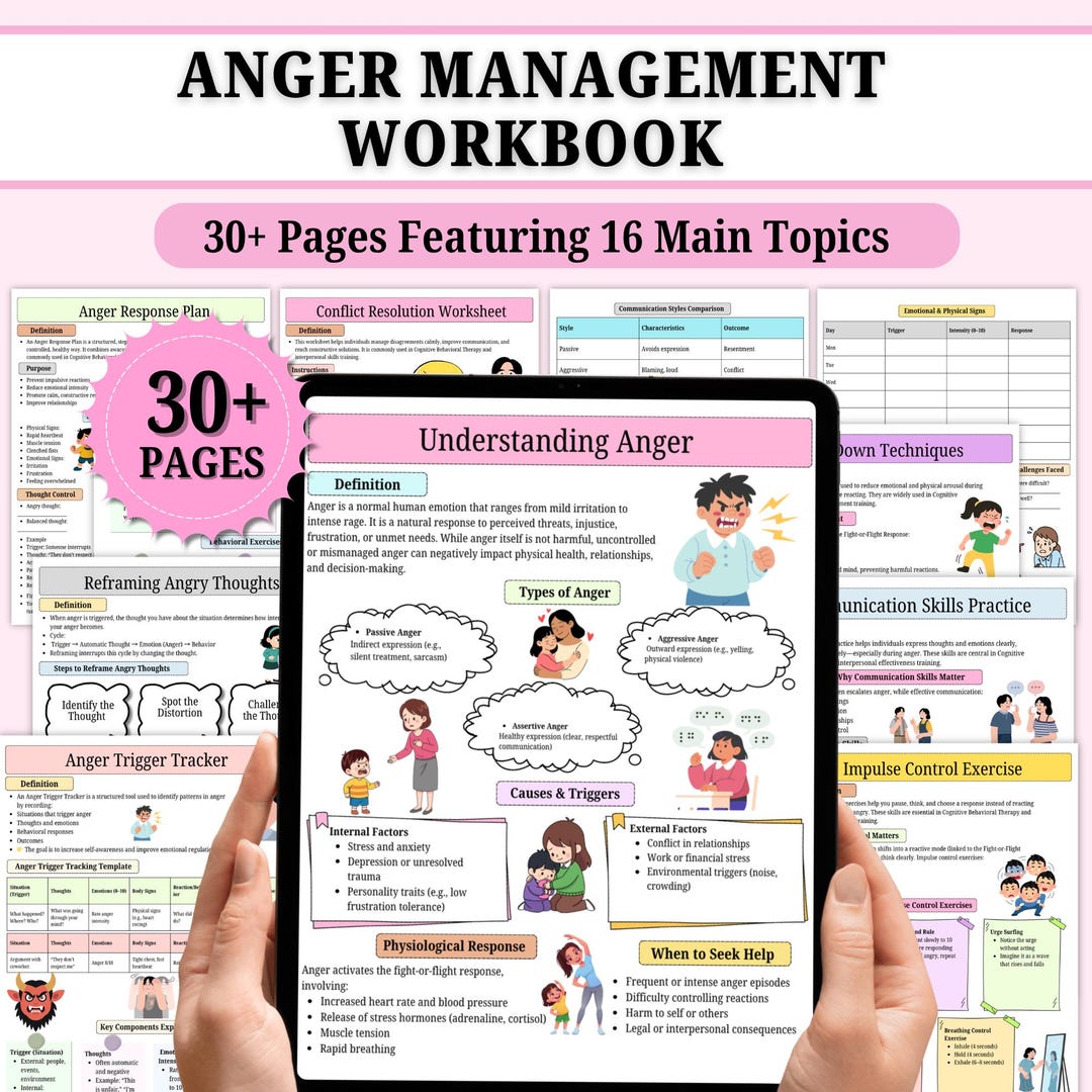 Anger Management Workbook | CBT Worksheets | Emotional Regulation ...