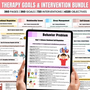 Therapy Goals, Objectives and Interventions Bundle | Therapy SMART Goals | Therapy Notes | Therapy Treatment Plan | Therapy Interventions