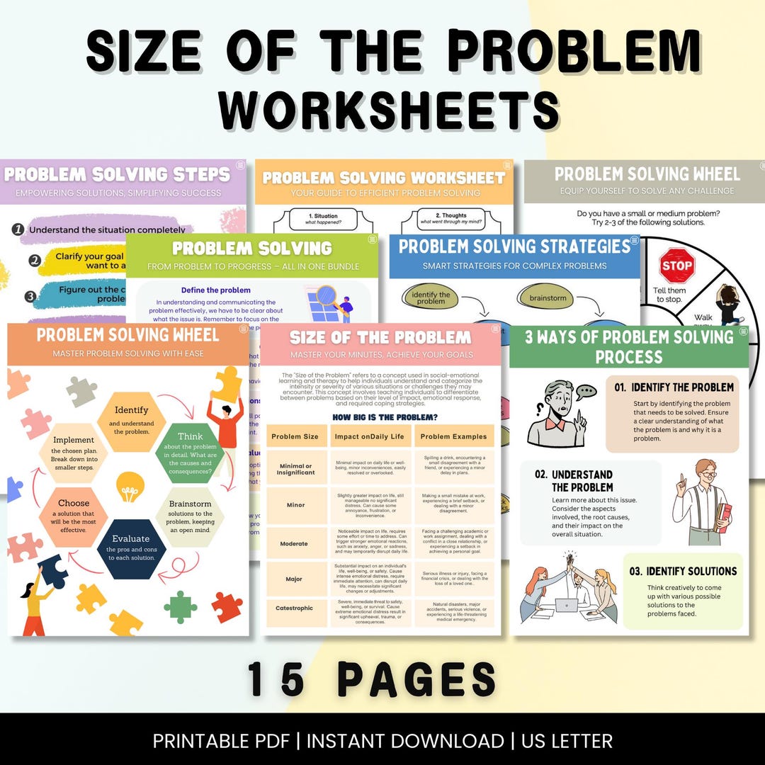 Problem Size/color Worksheet Size of the Problem Worksheets, How Big is the Problem Poster, Zones of ...