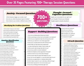 Therapy Session Questions | Therapy Interventions | Counseling Notes | Therapist Tools | PDF