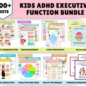 Kids ADHD Executive Function Bundle | ADHD Coping Skills | Assertive Communication | Therapy Worksheets For Teens | Time Management | PDF