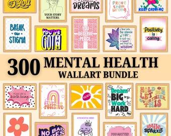 300 Mental Health Wall Art Bundle | Mental Health Posters | Trendy Wall Art for Therapy Office Decor | Inspirational Prints