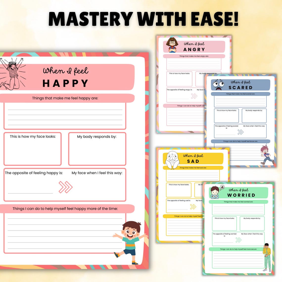 Kids Feelings Workbook | Coping Skills Kids | SEL Child Therapy ...