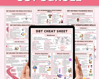DBT Bundle Cheat Sheet | Coping Skills | DBT Mindfulness | DBT Worksheets | therapy Worksheets | Counselling Resources