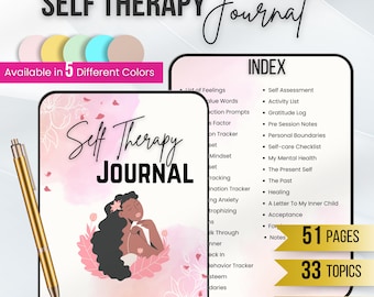 5 Color Self Therapy Journal | Self Care Therapy | Self Esteem Therapy | Digital Self-Therapy Workbook | Self Care Journal