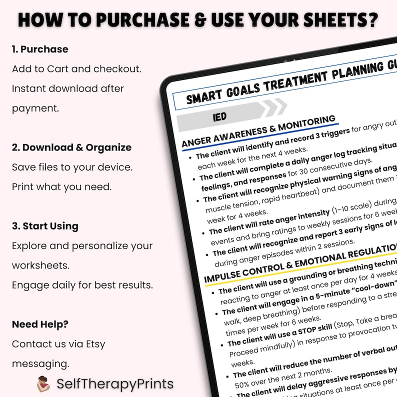 750 Therapy SMART Goals Treatment Planning | Therapy Goals | Therapy ...