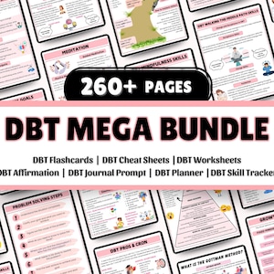 DBT Mega Bundle | DBT Worksheets | DBT Skills | Therapy Worksheet | Dialectical Behavior | Mental Health Print | pdf