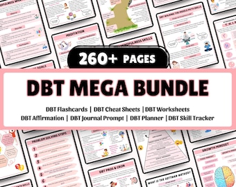 DBT-megabundel | DGT-werkbladen | DGT-vaardigheden | Therapiewerkblad | Dialectisch gedrag | Geestelijke gezondheid-print | pdf