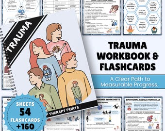 Traumawerkboek en flashcards | Traumawerkbladen | PTSS-werkboek | Traumatherapie | Geestelijke gezondheid | Therapiehulpmiddelen