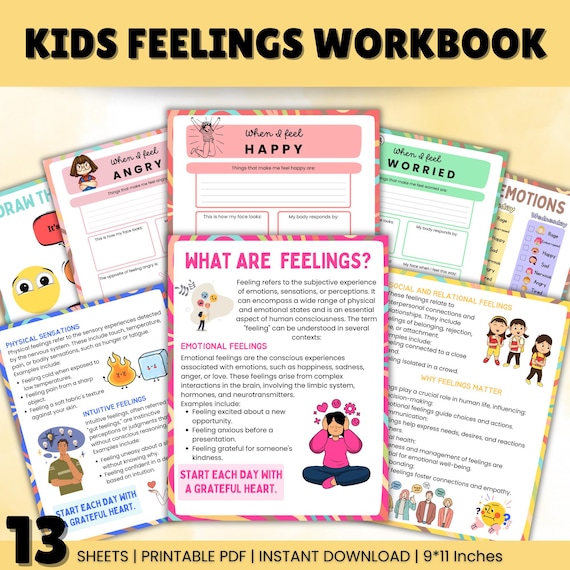 Kids Feelings Workbook | Coping Skills Kids | SEL Child Therapy | Preschool Worksheets | Emotional Regulation | PDF