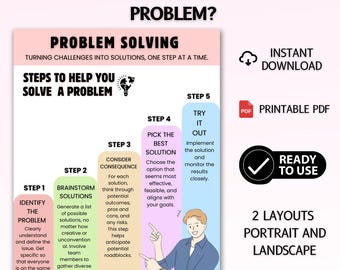 How Big Is the Problem? | Problem-Solving Worksheet in PDF | 5-Step Process for Kids & Teens | Digital Download