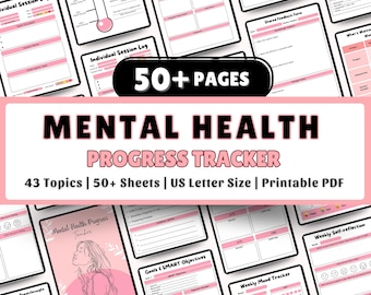 Mental Health Progress Tracker | Mental Health Planner | Therapy Progress Note | Mental Health Templates | PDF