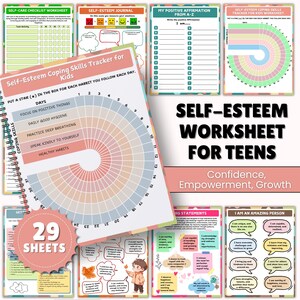Self Esteem Worksheet For Teens | Self Esteem Workbook | Teens Confidence Building Sheets | Child Therapy | Counseling Therapist