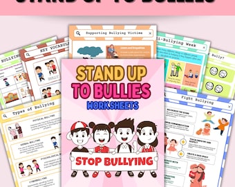 Lutter contre l'intimidation | Arrêtez l'intimidation, exprimez-vous | Lutte contre l'intimidation | Feuilles de travail pour enfants | Capacités d'adaptation | Outils de thérapie