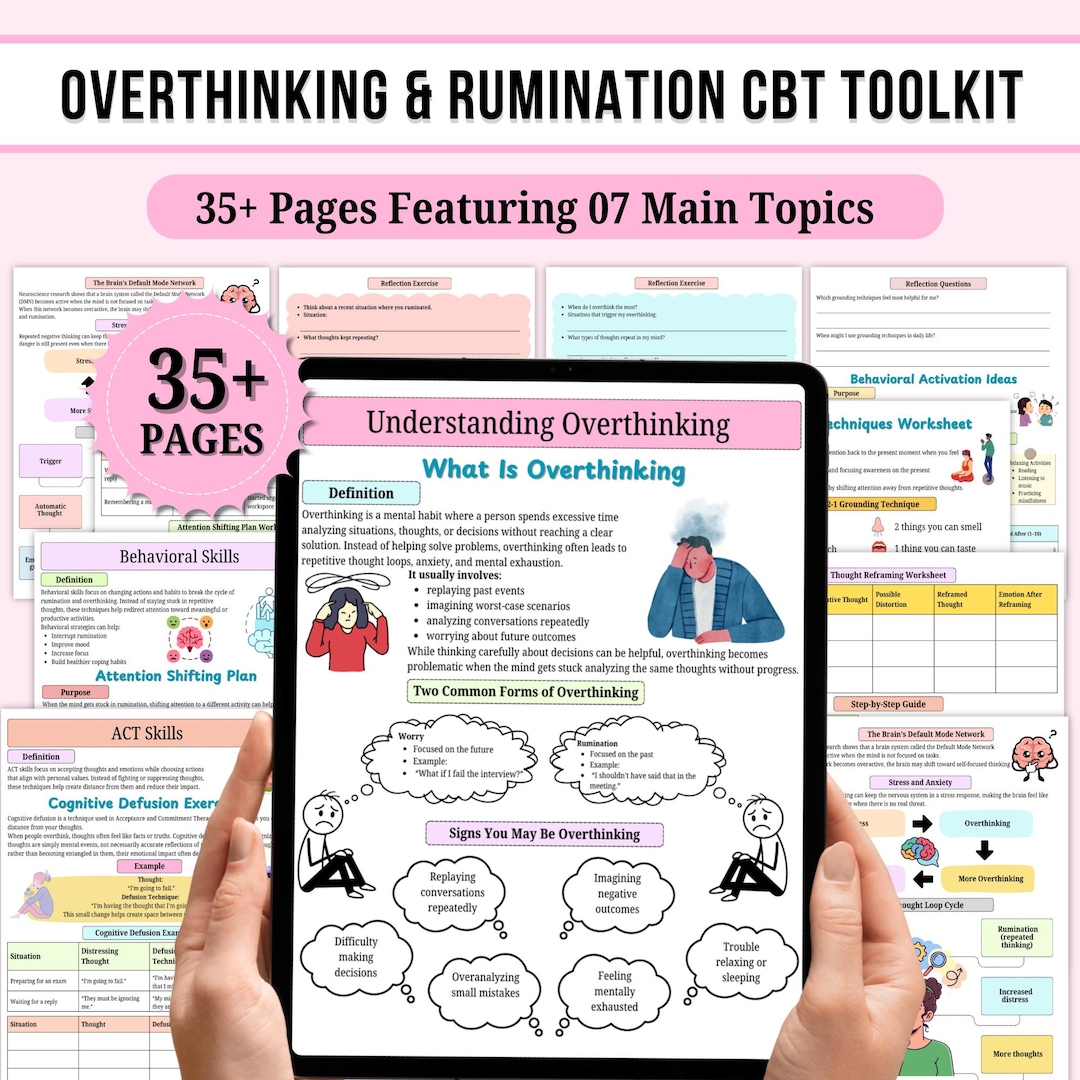 Overthinking & Rumination CBT Toolkit | CBT Worksheets for Anxiety ...