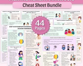 Cheatsheetbundel geestelijke gezondheid | Cheatsheet DSM 5 TR | PMHNP-aantekeningen | Psychiatrische opmerkingen | Geestelijke gezondheidsverpleging