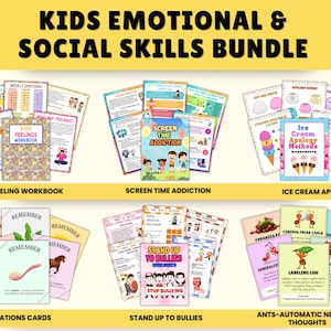 Kids Emotional & Social Skills Bundle | Therapy Worksheets Bundle | Coping Skills | Teacher Tools | Positive Mind | Calm Down Corner | PDF
