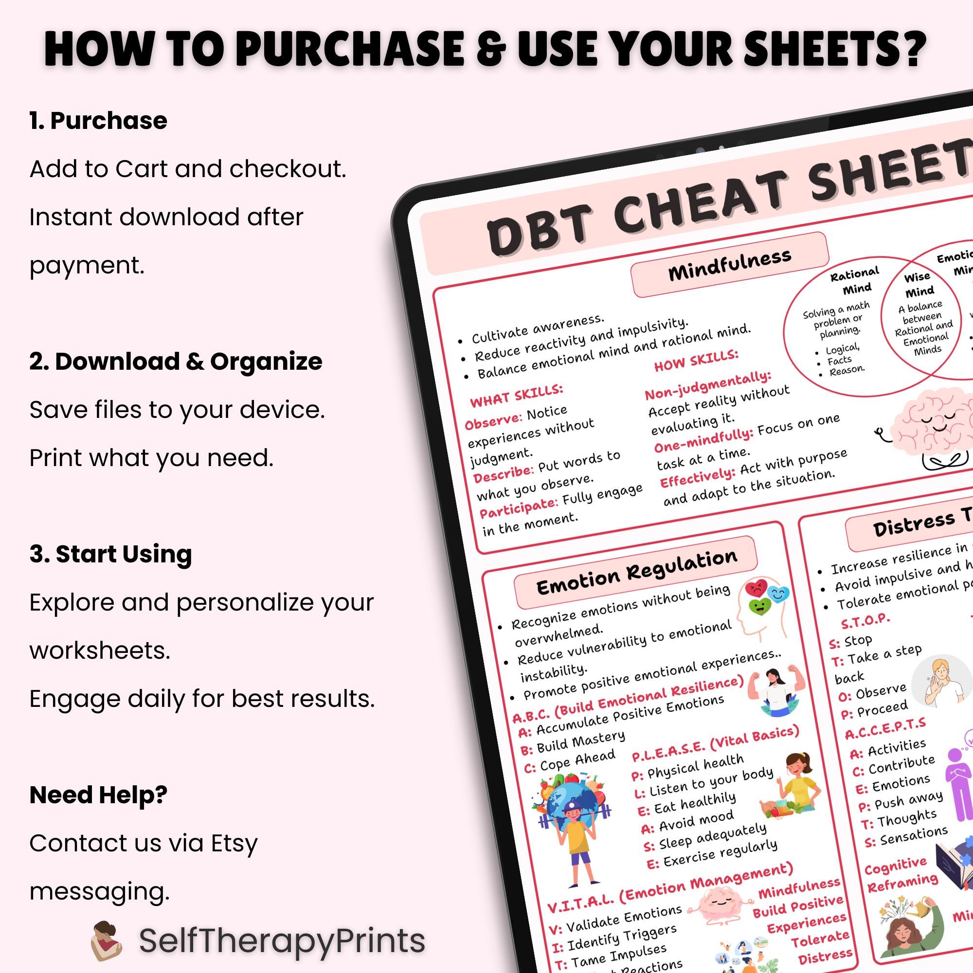 DBT Bundle Cheat Sheet | Coping Skills | DBT Mindfulness | DBT ...