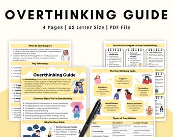 Overthinking Guide | Stop Overthinking Workbook | Mental Health Worksheet | Anxiety Relief PDF | CBT Thought Management