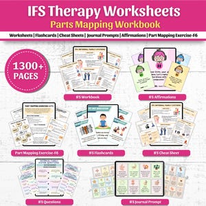 Megapaquete de hojas de trabajo IFS / Sistemas familiares internos / Cuaderno de trabajo IFS / Mapeo de partes / Hojas de referencia IFS / Terapia IFS / Notas de autoterapia