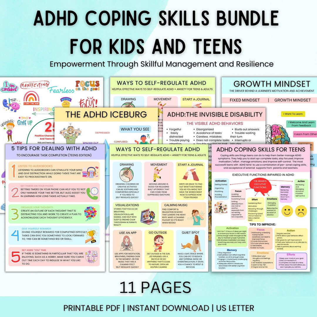 Buy ADHD Coping Skills Bundle ADHD Executive Functioning ADHD Worksheet ...