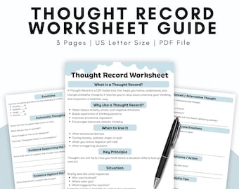CBT Thought Record Worksheet Bundle | Printable PDF for Therapists ...