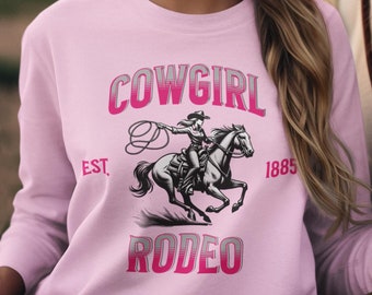 Retro Cowgirl Rodeo Sweatshirt: Western Graphic Crewneck