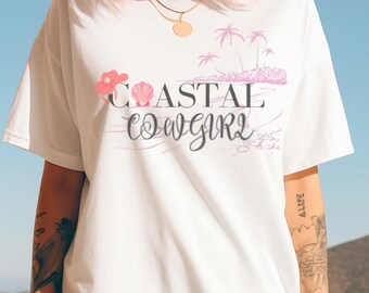 Coastal Cowgirl Tshirt Beach Western Shirt Summer Vacation Western Outfit Birthday Lifestyle Rodeo Bachelorette Party Design Country Shore
