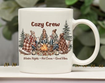 Cozy Crew PNG | Winter Girls Trip Sweatshirt Design | Cabin Weekend Friends Graphic | Hot Cocoa Campfire Shirt | Cozy Winter PNG