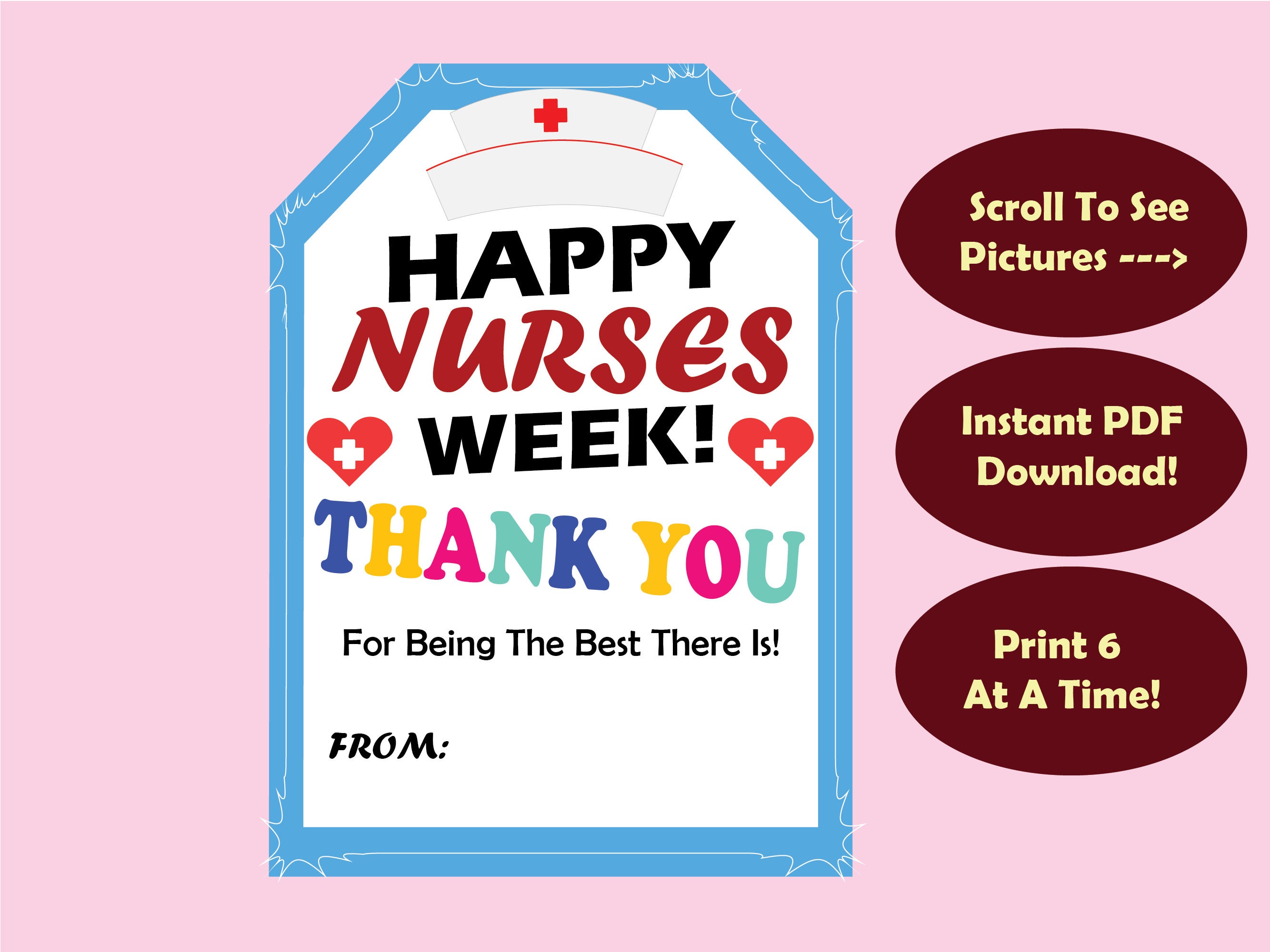 Nurse Gift Tag Printable PDF Nurses Week Gift Tagfor Being the Best ...