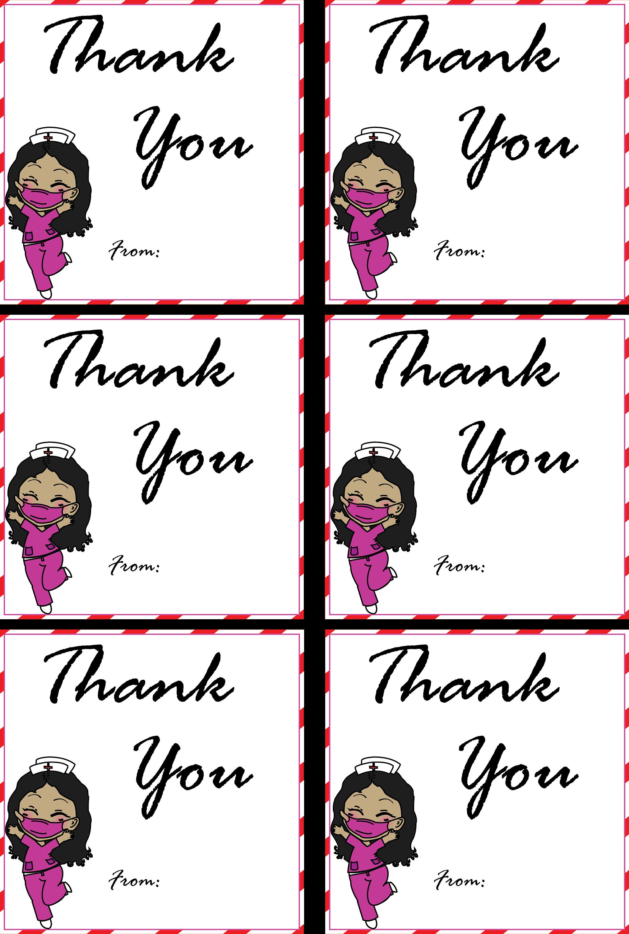Nurse Gift Tag Printable PDF Nurses Week Gift Tag Br Black Chibi Nurse ...