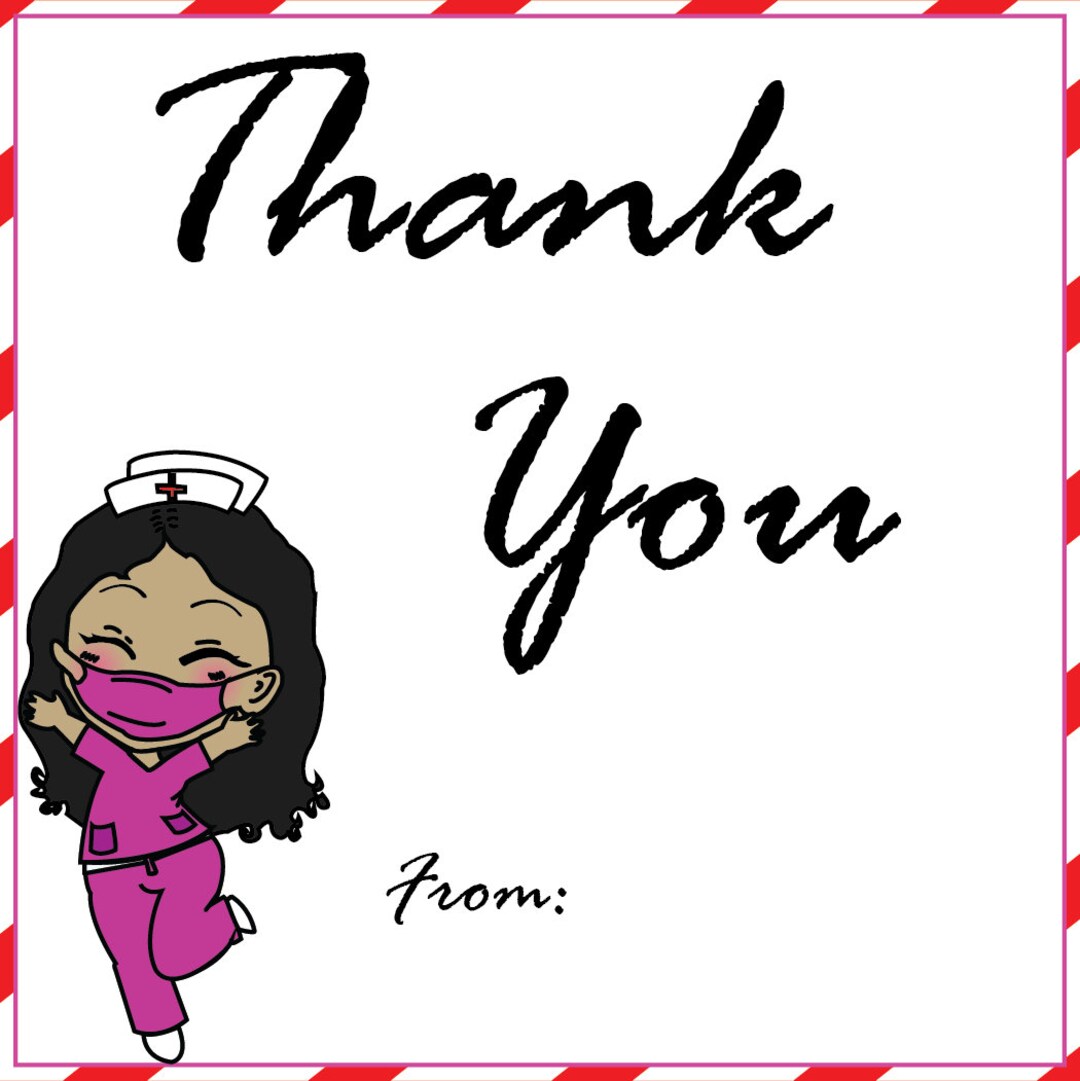 Nurse Gift Tag Printable PDF Nurses Week Gift Tag Br Black Chibi Nurse ...