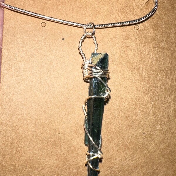 Wire wrapped Vivianite pendant necklace