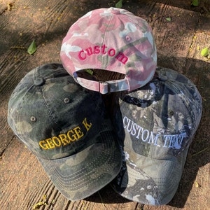 Gorra de camuflaje bordada personalizada, gorra de béisbol con logotipo de texto personalizado, gorra de papá personalizada, gorra de hermandad, algodón sin estructura unisex Y2K