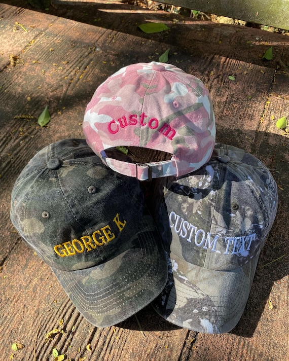 Custom Embroidered Camo Hat, Personalized Text Logo Baseball Cap, Custom Dad Hat Gifts, Sorority Hat, Soft Cotton Unisex Y2K Graduation Hats