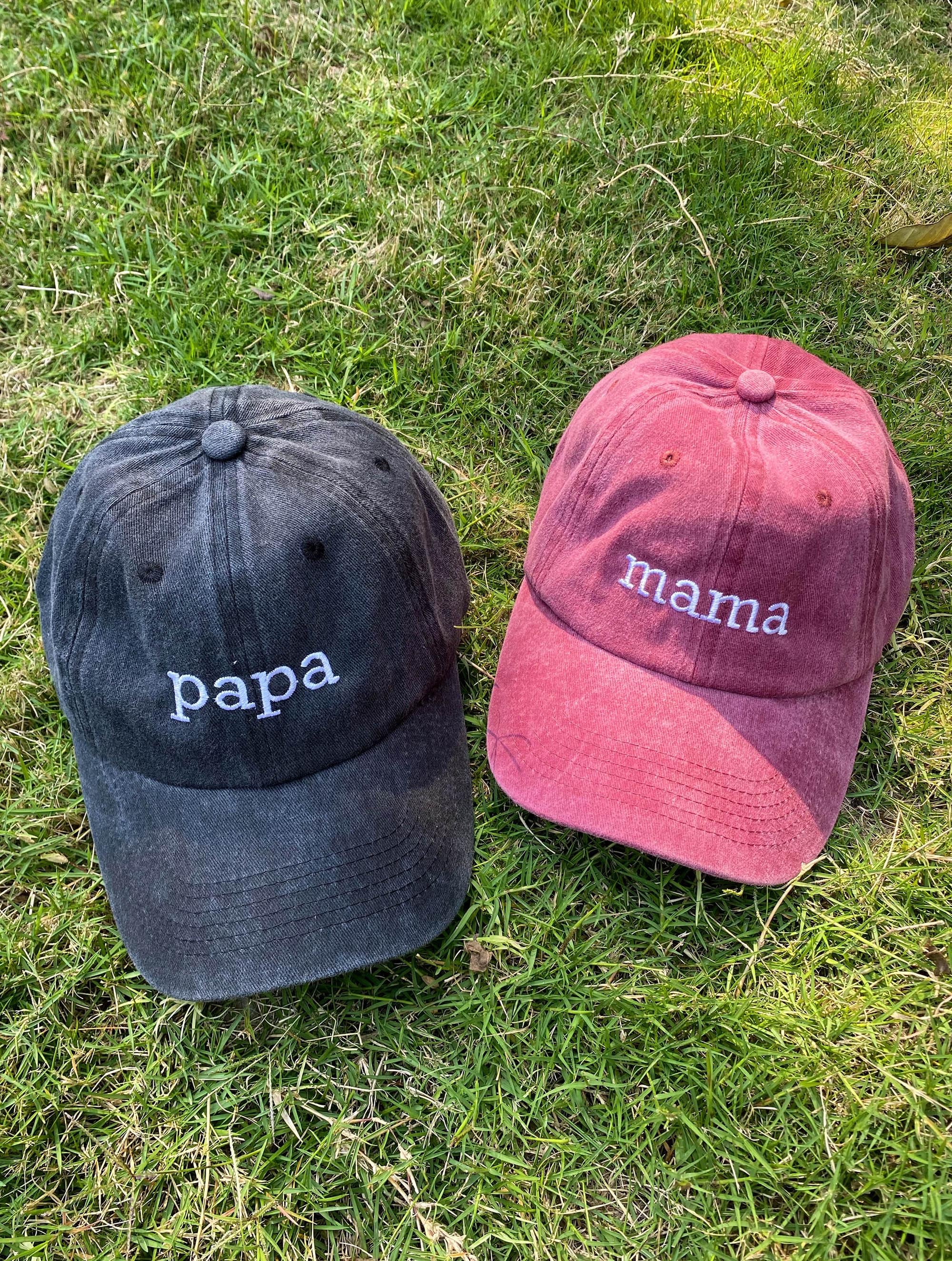 Custom Embroidered Hat, Mom and Dad Hats, Childrens Hat, Kids Hat, Pregnancy Announcement Hat, Matching Hats, Vintage Washed Baseball Cap