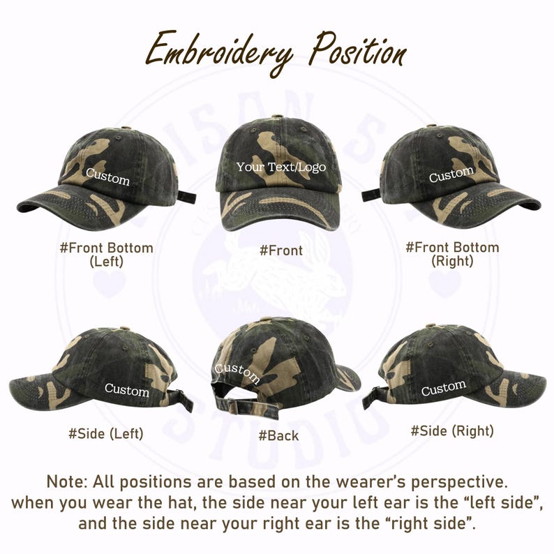 Gorra de camuflaje bordada a medida, gorra de béisbol con logotipo y texto personalizado, regalos personalizados para papás, gorra de hermandad, gorras de graduación Y2K unisex de algodón suave imagen 7