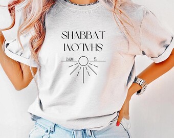 Camiseta unisex de manga corta Shabbat Shalom, camiseta de Shabat, camiseta cristiana mesiánica, camiseta Shalom, camiseta con versículo bíblico, camiseta de Shabat