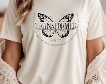 Bible Verses Butterfly Tee, Christian Faith Unisex Jersey Shirt, Religious Inspirational T-shirt, Graphic Top for Men Women, Christian Gift