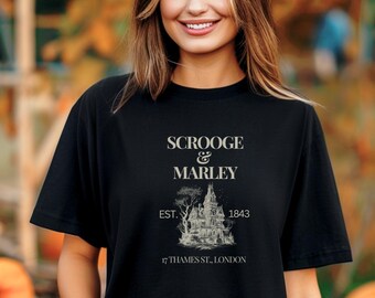 Scrooge & Marley Unisex Jersey Tee, Holiday Gift, Book Lover Gift, Christmas Apparel, Fun Festive Shirt, Book Lover Tee, Charles Dickins Tee