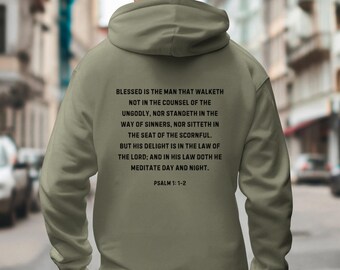 Psalm 1 Hoodie Unisex Heavy Blend™ Hooded Sweatshirt, Faith Gift for Man, Blessed Hoodie, Christian Messianic Hoodie for Him, Faith Hoodie