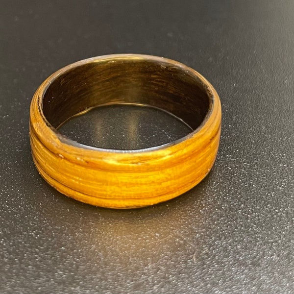 Zebrawood & Oak Bentwood Ring: Nature's Elegance Handcrafted