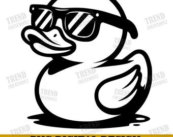Duck With Sunglasses Png, Rubber Duck Clipart, Sublimation Design, Duck Cut File, Duck Png Image, Bath Duck Silhouette, Duck funny png
