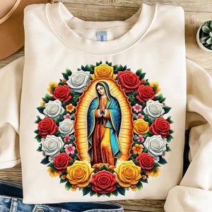 Our Lady of Guadalupe PNG File Dtf Ready for Sublimation Printing, Roses, Mexican Designs, Instant Download, la Virgen de Guadalupe