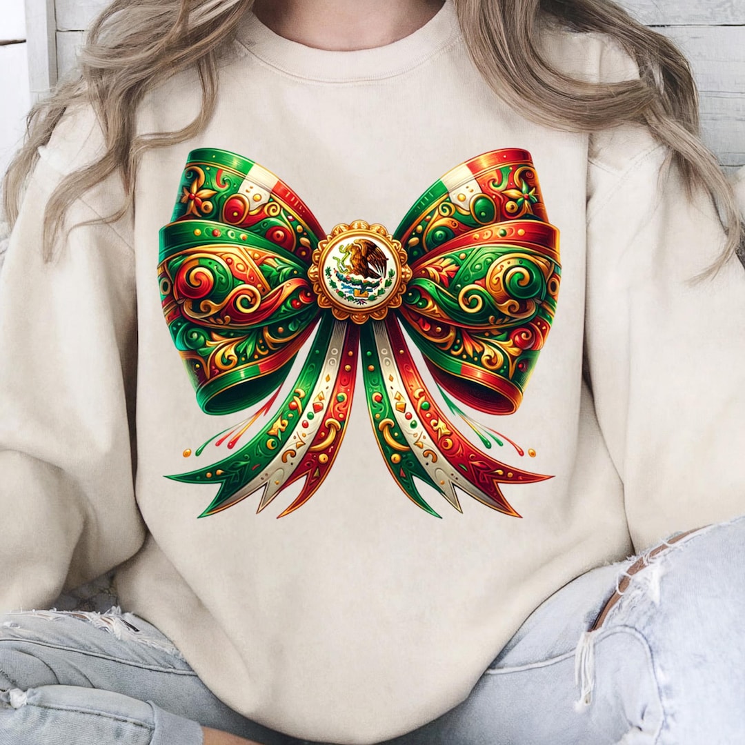 Coquette Ribbon Bow Mexican Flag PNG Mexican Bow Festive Latino Design ...