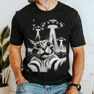 Abducted Pussycat PNG, funny cat png, cat and aliens in png, halftone cat, Sublimated Shirt Design, Halftone Art for DTF & Sublimation