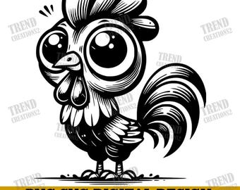 Cute Chicken Svg & Png, Rooster Clipart, Chicken Vector Image, Funny Chicken Silhouette, Chick Svg, Sublimation Design, Bird Cut File